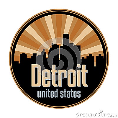 Badge, label or stamp with Detroit skyline Vector Illustration