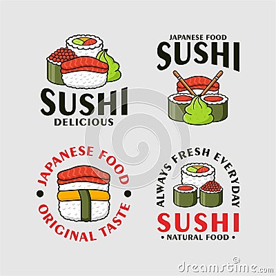Badge label sushi design logo collection Vector Illustration