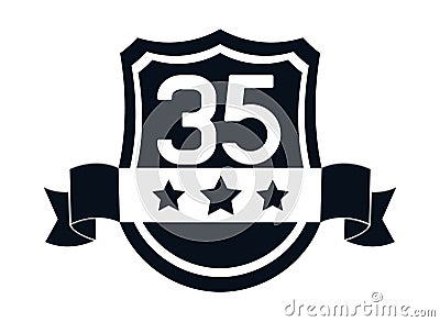 badge with number thirtyfive Vector Illustration