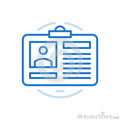 Badge pass vector line icon. Identity card for access to work. Vector Illustration