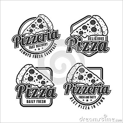 Badge pizza logo vector design set Vector Illustration