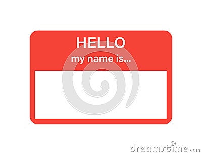 Badge or register vector isolated sticker hello my name is in trendy flat style on white background Stock Photo