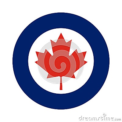 Badge round of Canadian Air force flag vector illustration isolated. Proud military symbol of Canada aviation. Cartoon Illustration