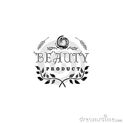 Badge for small businesses - Beauty Product Salon. Sticker, stamp, logo - for design, hands made. With the use of floral Vector Illustration