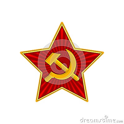 Badge of Soviet Union Red Star. Symbol of the USSR army. Vector. Isolated on white background. Vector Illustration