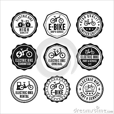 Badge stamps Electric Bike collection Vector Illustration