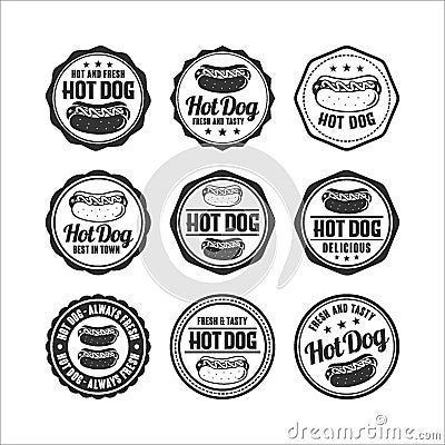 Badge stamps nine hot dog vector design collection Vector Illustration