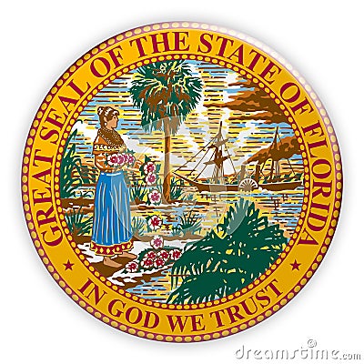 Badge US State Seal Florida 3d illustration Cartoon Illustration