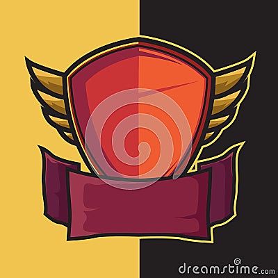 Badge winged shield for e-sport logo design elements Vector Illustration