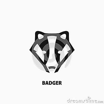 Badger head balck icon. Vector Illustration