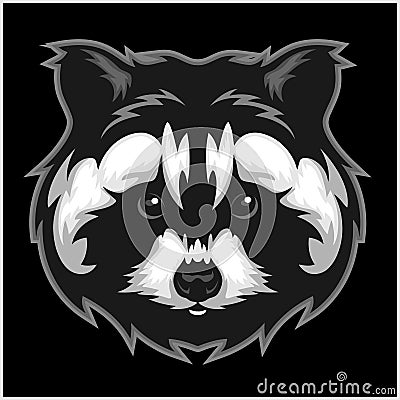 Badger Head black and white Vector Illustration