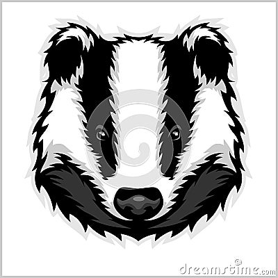 Badger Head black and white Vector Illustration