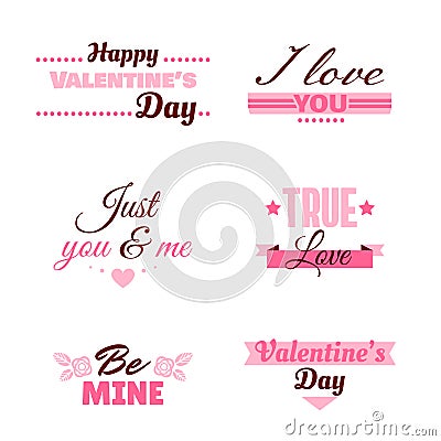 Badges Collection Valentines Day Vector Illustration