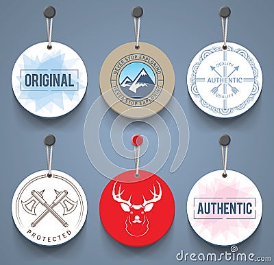 Badges with cords Vector Illustration