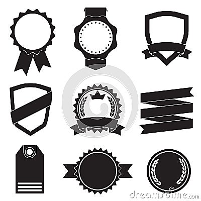 Badges, Stickers, Labels, Shields and Ribbons set. Vector vintage illustration isolated on white background. Vector Illustration