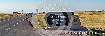 Badland National Park sign in South Dakota Editorial Stock Photo