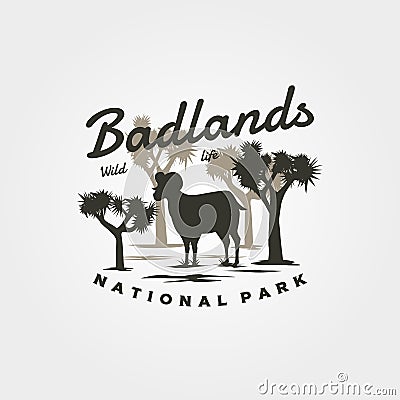 badlands logo vector vintage illustration design, bighorn wild logo symbol design Vector Illustration