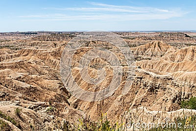 Badlands rock landscape near Hay Butte Overlook, Badlands National Park, South Dakota, USA Stock Photo