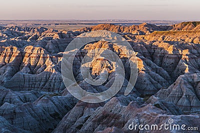 Badlands South Dakota at Sunrise Stock Photo