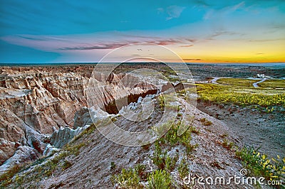 Badlands Sunset HDR Stock Photo