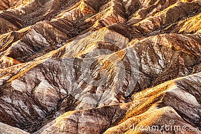 Badlands view from Zabriskie Point in Death Valley National Park at Sunset Stock Photo
