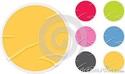 Badly glued old blank stickers Vector Illustration