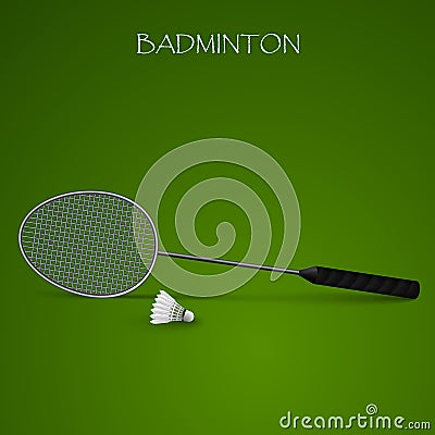 Badminton background with racket and shuttlecock template Vector Illustration