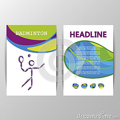 Badminton brochure template of games 2016 Summer Vector Illustration
