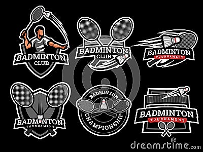 Badminton logo and badge set vector image Vector Illustration