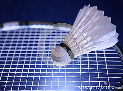 Badminton racket and shuttlecock Stock Photo