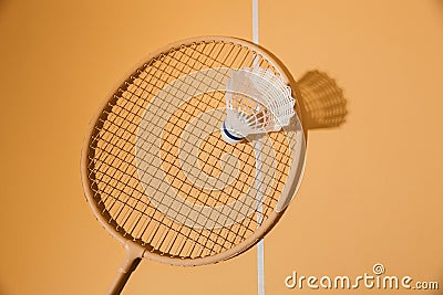 badminton racket shuttlecock top view. High quality photo Stock Photo