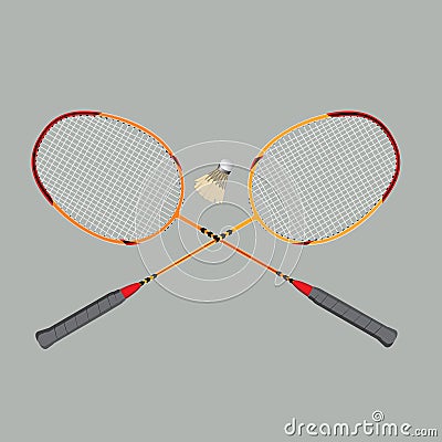 Badminton rackets and shuttlecock, vector illustration Vector Illustration