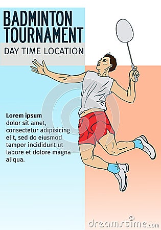 Badminton sport invitation poster or flyer background with empty space, banner template Vector Illustration