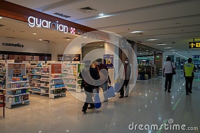 Badung, Bali, Oct 06 2020: The atmosphere of the Guardian shop in the departure area of I Gusti Ngurah Rai International Airport, Editorial Stock Photo