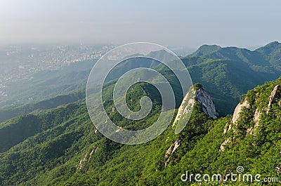 Baegundae peak, Bukhansan mountains in Seoul, South Korea Stock Photo
