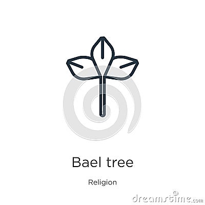 Bael tree icon. Thin linear bael tree outline icon isolated on white background from religion collection. Line vector bael tree Vector Illustration