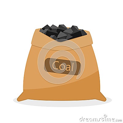 Bag with coal. Vector Illustration