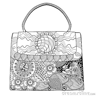 Bag. Coloring for relaxation. Fashion. Vector Illustration