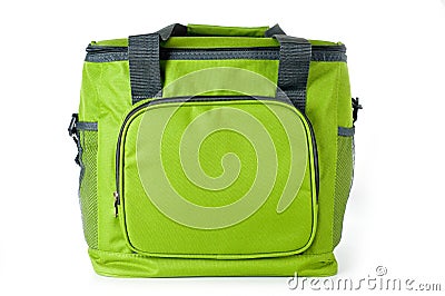 Bag cooler bright green for carrying and storing products Stock Photo