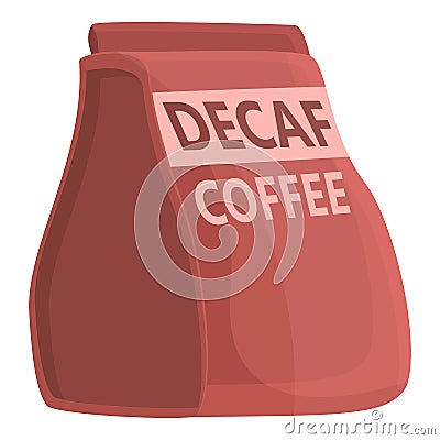 Bag decaf coffee icon, cartoon style Vector Illustration