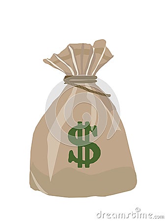 Bag of dollars, vector image Stock Photo