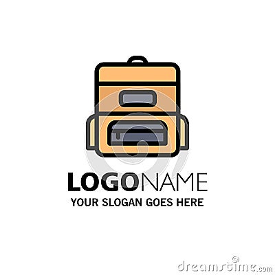Bag, Education, Schoolbag Business Logo Template. Flat Color Vector Illustration