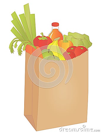 Bag of groceries Vector Illustration