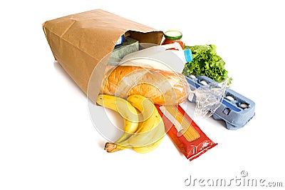 Bag of Groceries on WHite Stock Photo