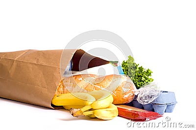 Bag of Groceries on WHite Stock Photo