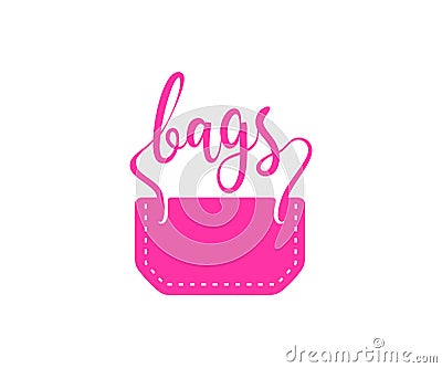 Bag, handbag, purse, satchel, pouch, accessories and fashion, logo design. Shopping bag, shopping sack, women handbag with handle, Vector Illustration