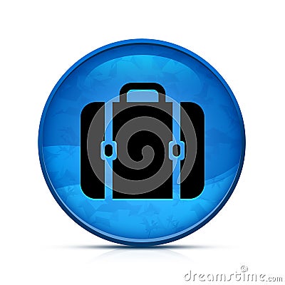 Bag icon on classy splash blue round button illustration Stock Photo
