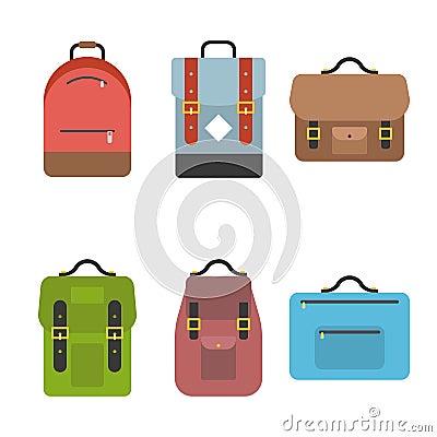 Bag icon include briefcase, backpack, school bag , flat design Vector Illustration