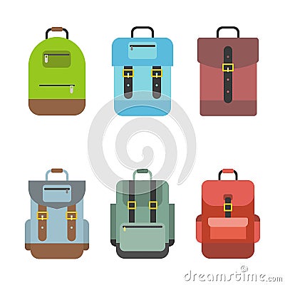 Bag icon include rucksack, backpack, school bag , flat design Vector Illustration