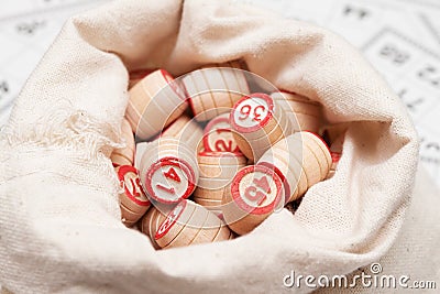 Bag with lotto-casks Stock Photo